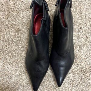 Kurt Geiger leather Black Ankle Booties with Red Lining bow on back